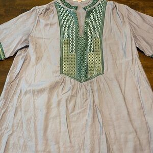 Maxim women’s tunic, beautifully embroidered gray/green